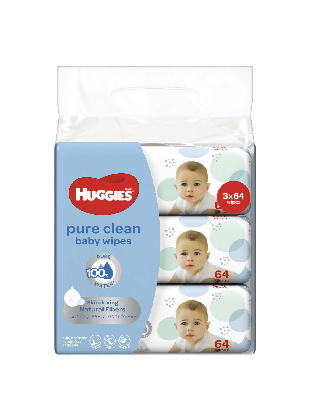 Huggies Pure Clean Baby Wipes (64s) Bundle of 3 edamama
